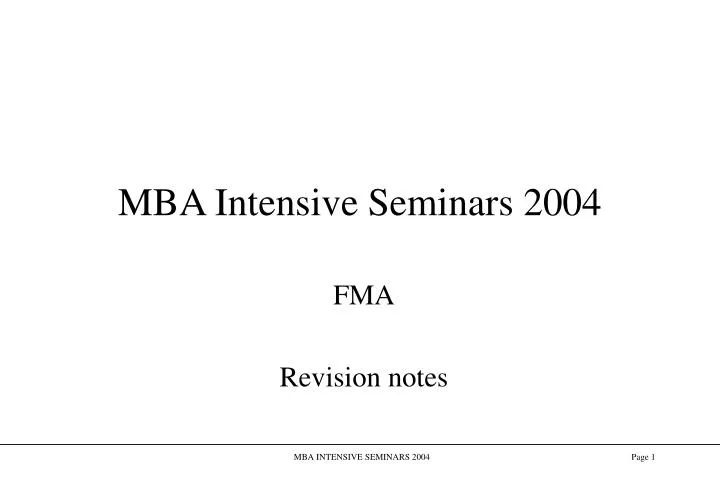 mba intensive seminars 2004