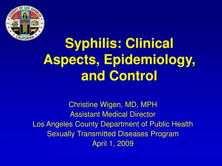 syphilis clinical aspects epidemiology and control