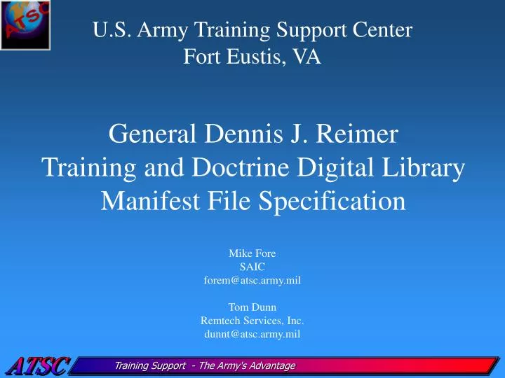 general dennis j reimer training and doctrine digital library manifest file specification