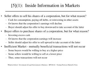 [5](1): Inside Information in Markets