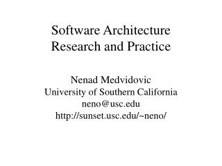 Software Architecture Research and Practice