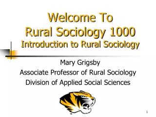 Welcome To Rural Sociology 1000 Introduction to Rural Sociology