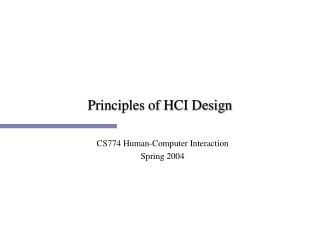 Principles of HCI Design