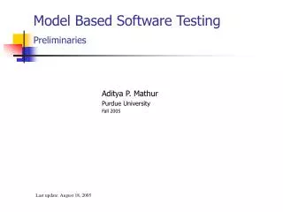 Model Based Software Testing Preliminaries