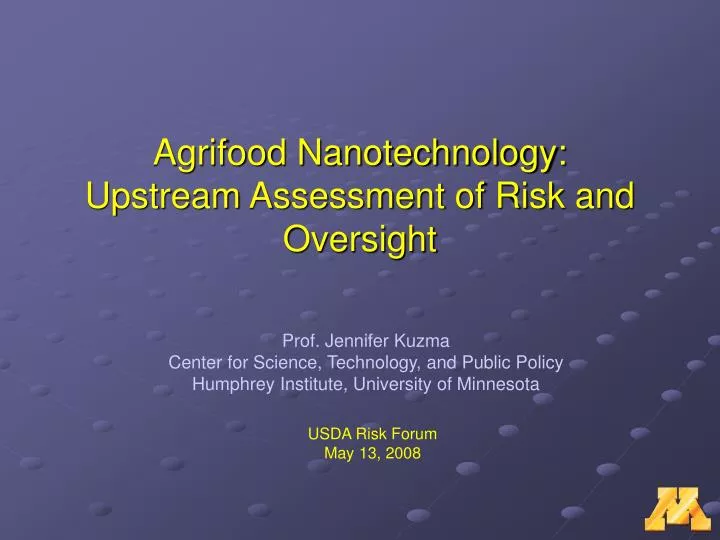 agrifood nanotechnology upstream assessment of risk and oversight