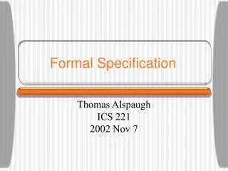 Formal Specification