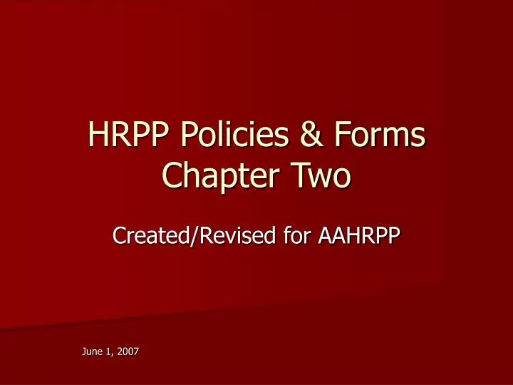 hrpp policies forms chapter two