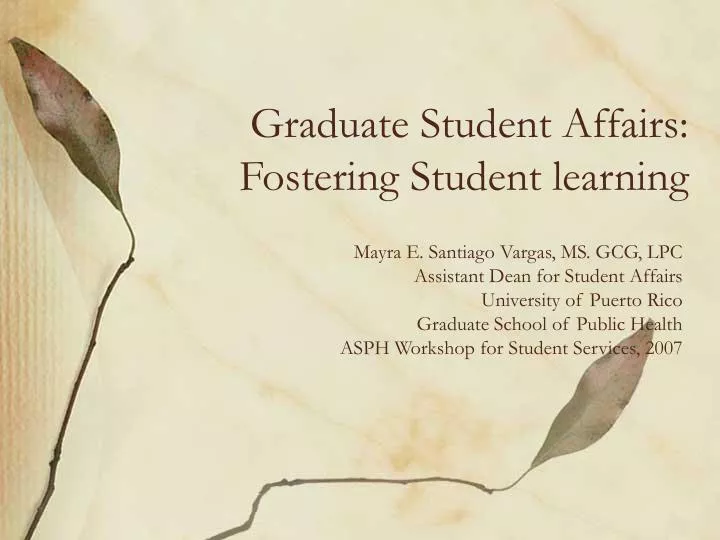 graduate student affairs fostering student learning
