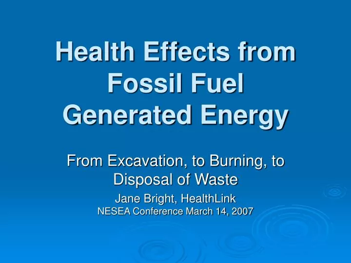 health effects from fossil fuel generated energy