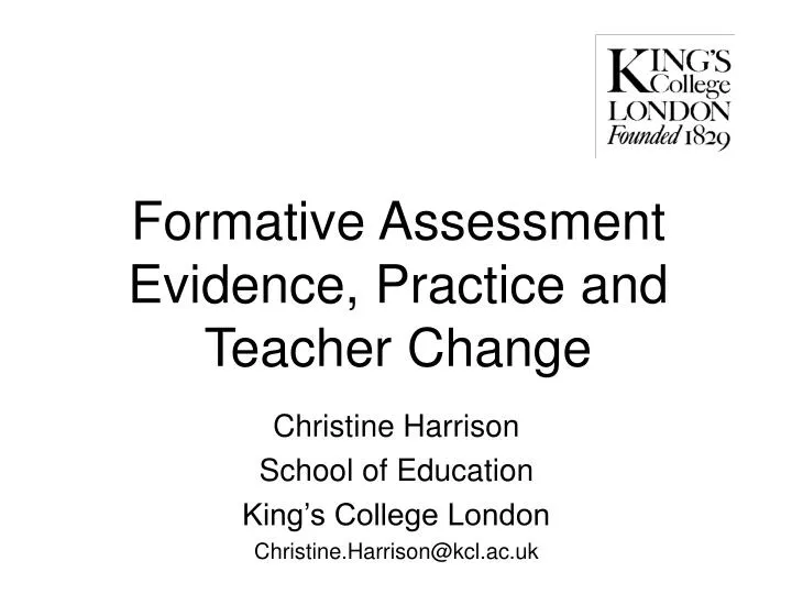 formative assessment evidence practice and teacher change