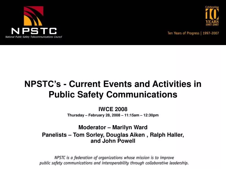 npstc s current events and activities in public safety communications