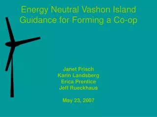 Energy Neutral Vashon Island Guidance for Forming a Co-op