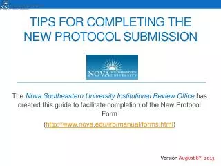 Tips for Completing the New Protocol Submission