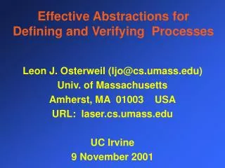 Effective Abstractions for Defining and Verifying Processes