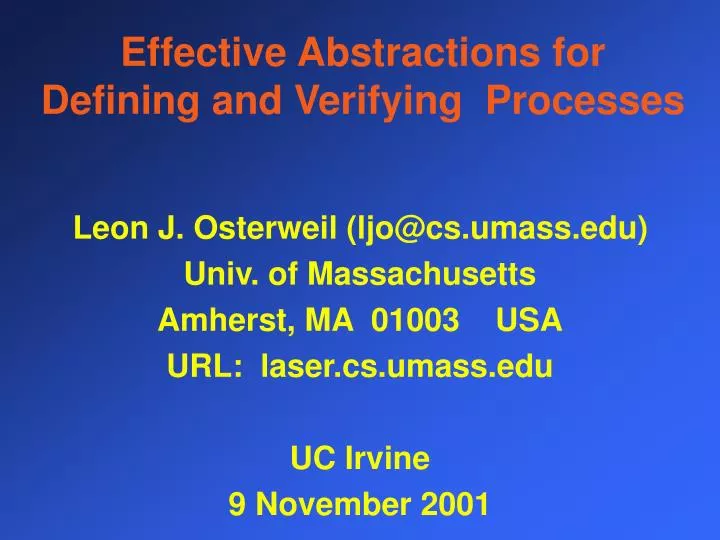 effective abstractions for defining and verifying processes