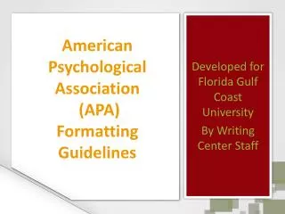 American Psychological Association (APA) Formatting Guidelines