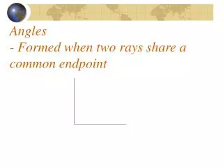 Angles - Formed when two rays share a common endpoint