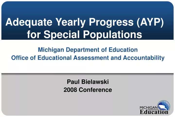 adequate yearly progress ayp for special populations