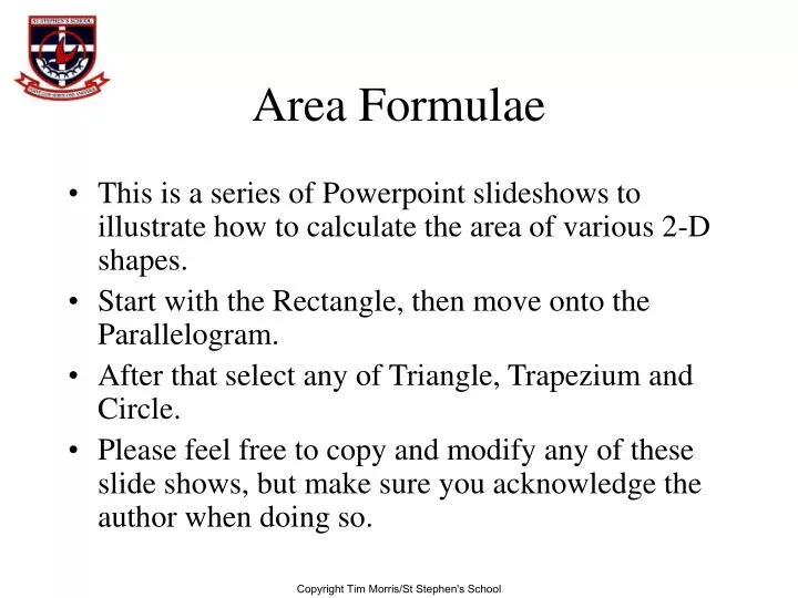 area formulae