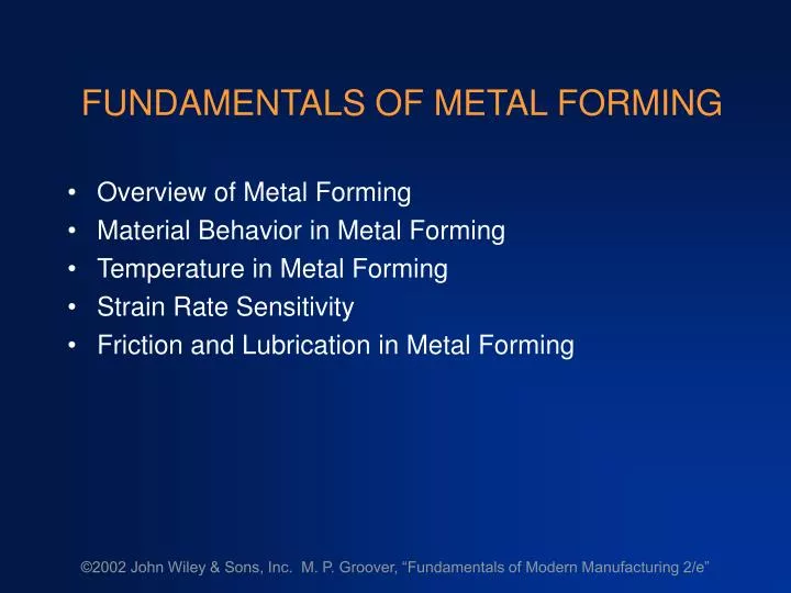 fundamentals of metal forming