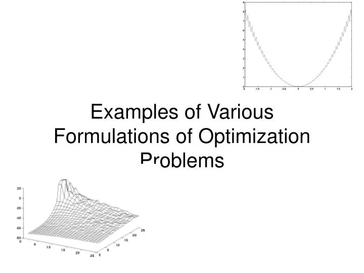 examples of various formulations of optimization problems