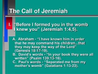 The Call of Jeremiah