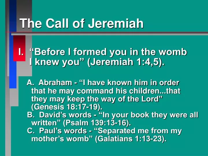 the call of jeremiah