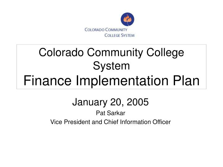 colorado community college system finance implementation plan