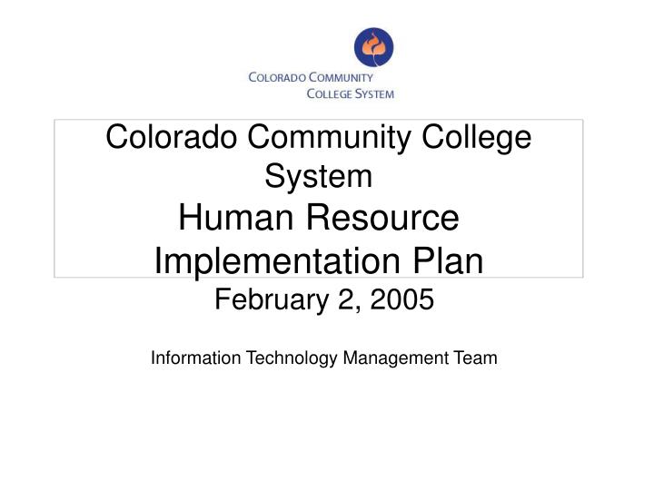 colorado community college system human resource implementation plan