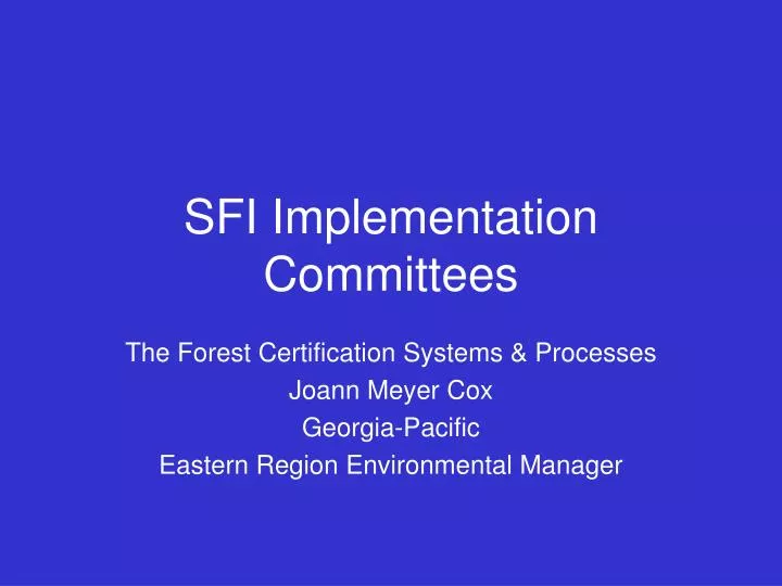 sfi implementation committees