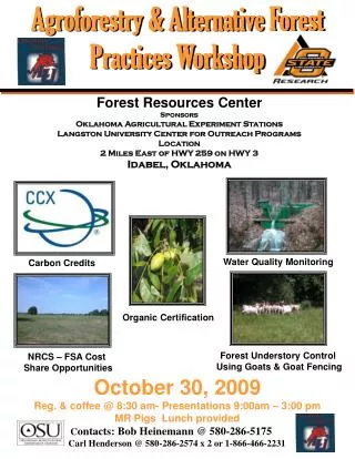 Forest Resources Center Sponsors Oklahoma Agricultural Experiment Stations Langston University Center for Outreach Pro