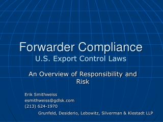 Forwarder Compliance U.S. Export Control Laws