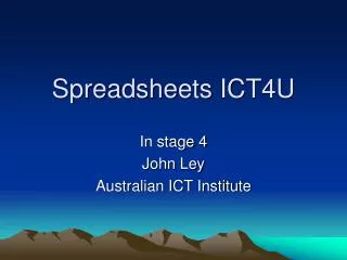 Spreadsheets ICT4U