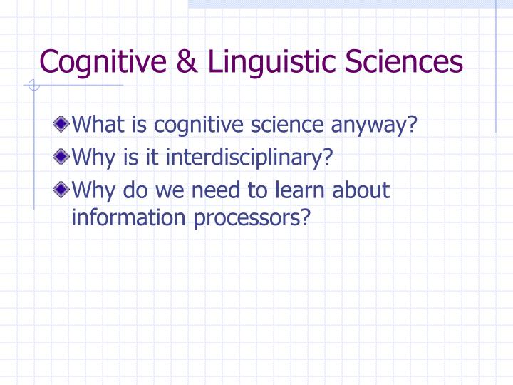 cognitive linguistic sciences