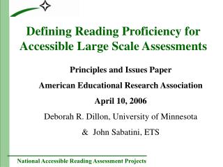 Defining Reading Proficiency for Accessible Large Scale Assessments