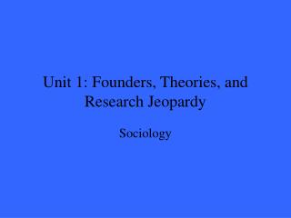 Unit 1: Founders, Theories, and Research Jeopardy