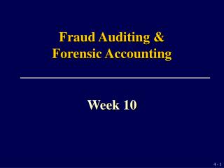 Fraud Auditing &amp; Forensic Accounting