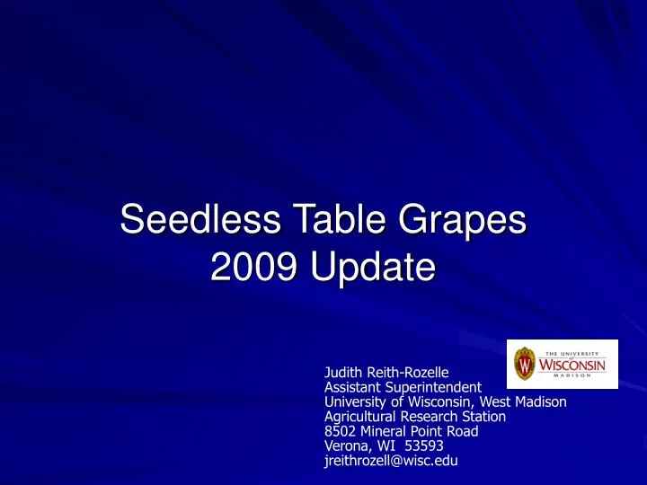 seedless table grapes 2009 update