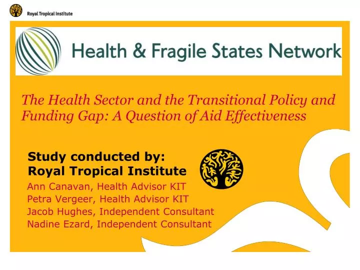 the health sector and the transitional policy and funding gap a question of aid effectiveness