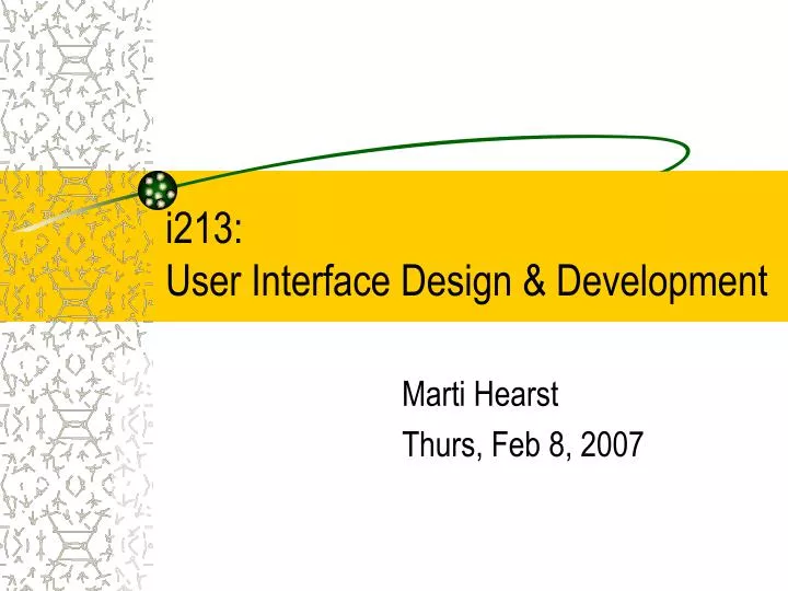 i213 user interface design development