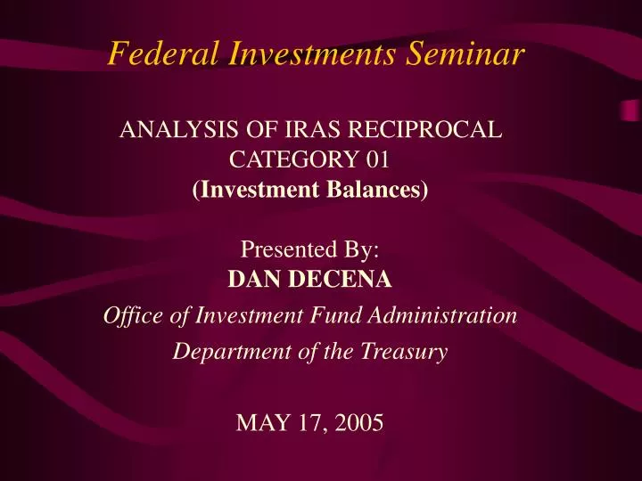 federal investments seminar