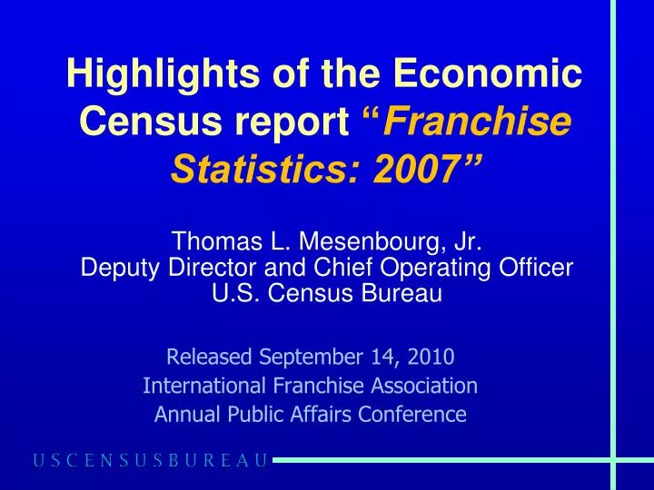highlights of the economic census report franchise statistics 2007