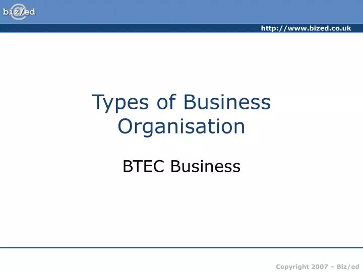 types of business organisation