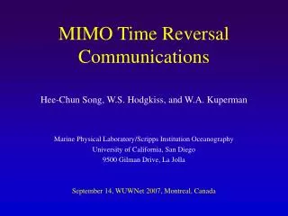 MIMO Time Reversal Communications