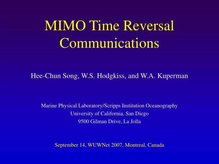 mimo time reversal communications