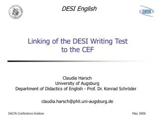 Linking of the DESI Writing Test to the CEF