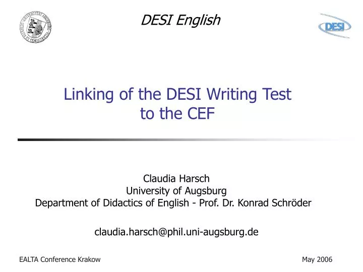 linking of the desi writing test to the cef