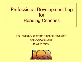 Professional Development Log for Reading Coaches
