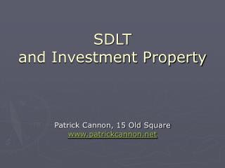 SDLT and Investment Property