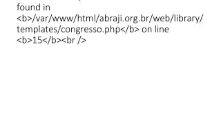 &lt;br /&gt;
&lt;b&gt;Fatal error&lt;/b&gt;: Class 'Database' not found in &lt;b&gt;/var/www/html/abraji.br/web/library